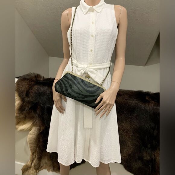 Handmade Real Hair-on-horsehide Leather Kisslock Clutch/Shoulder Bag/Crossbody